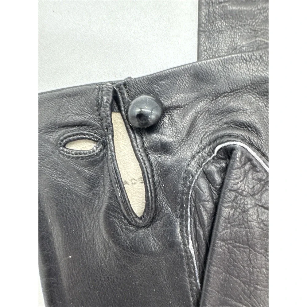 Womens Vintage Gloves Black Leather Unlined By Miss Aris  Size 6